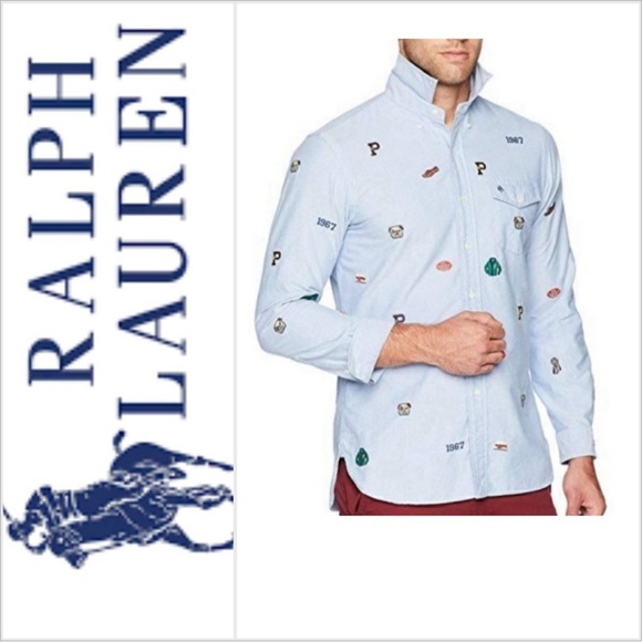 RALPH LAUREN Men's Embroidered Varsity Oxford S classic fit - Picture 1 of 13